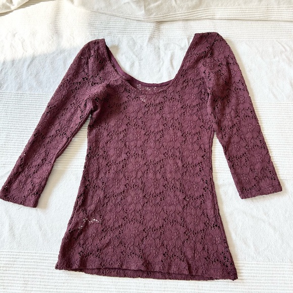 Urban Outfitters Pins and Needles Purple Lace Scoop Neck Top - Picture 13 of 14